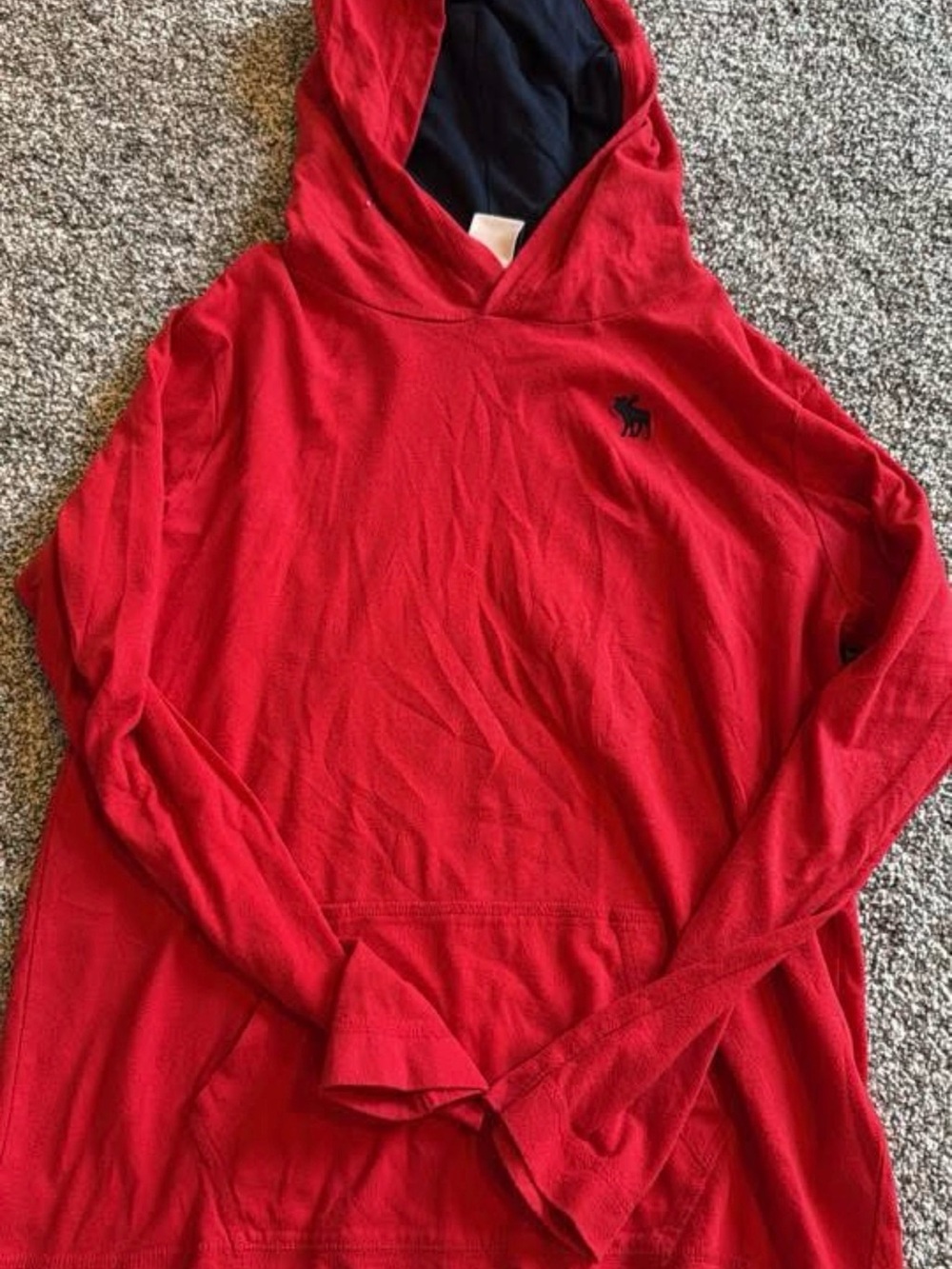 Abercrombie & Fitch Red Hoodie with Navy Logo Accent